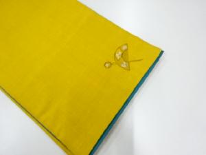リサイクル　手織り紬玉簪に櫛模様刺繍袋帯